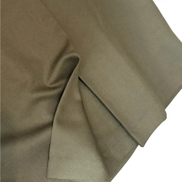 Vintage 90s Olive Green Button Front Midi Skirt High Waist Tailored Minimalist - Picture 7 of 15